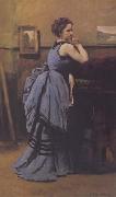 Jean Baptiste Camille  Corot La dame en bleu (mk11) oil painting picture wholesale